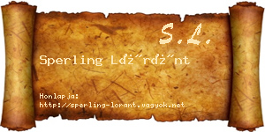 Sperling Lóránt névjegykártya